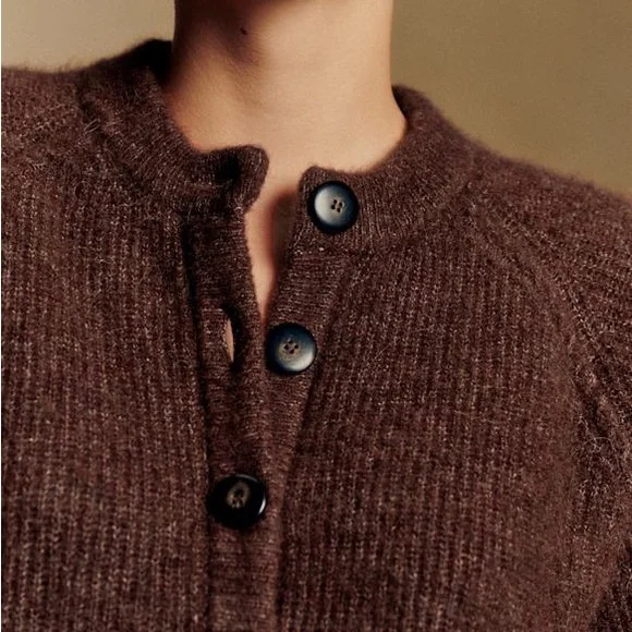Sézane Othello Cardigan Mocha | Alpaca Knit | Size XS - Picture 2 of 5